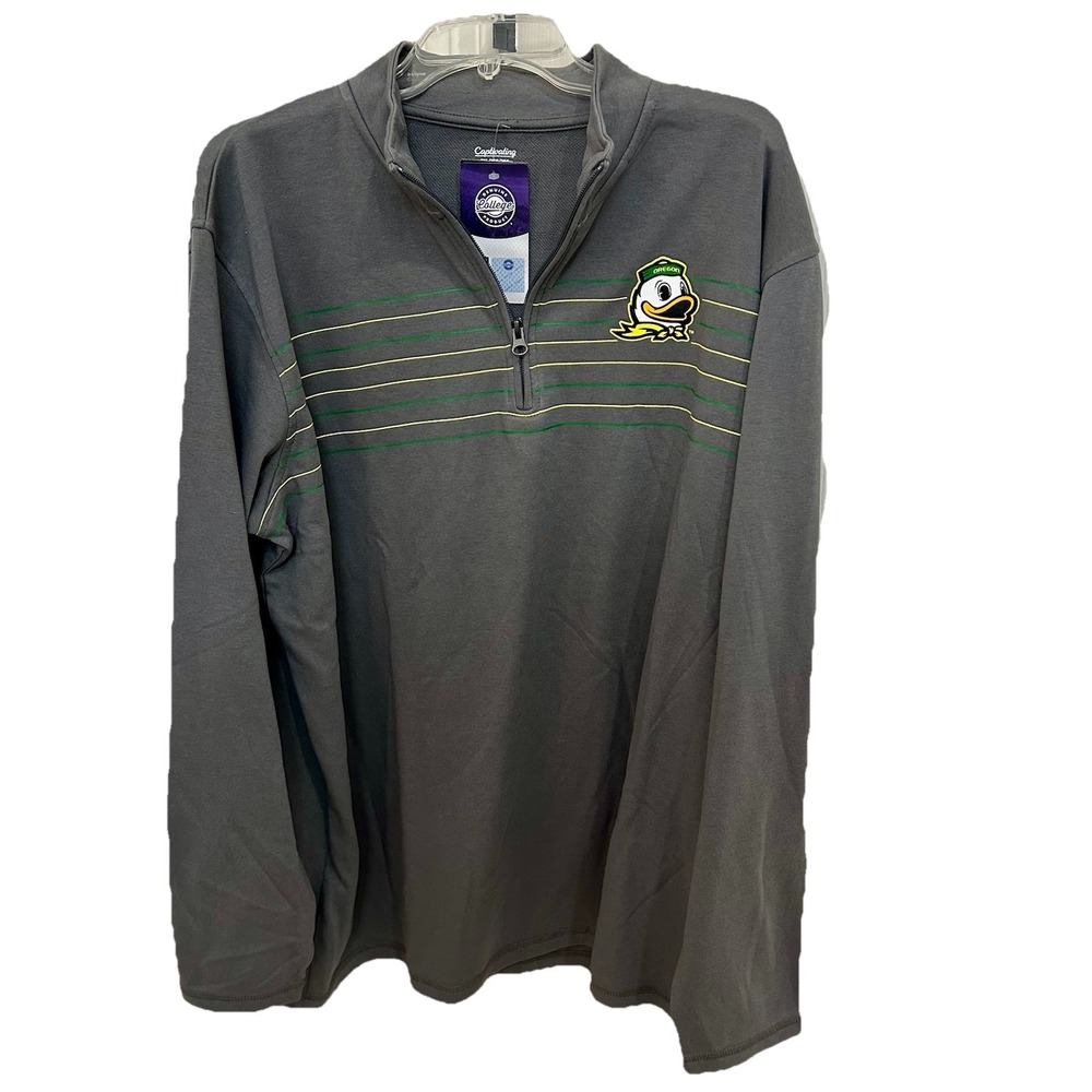 Captivating Apparel Oregon Ducks Men's gray‎ 1/4 zip sweatshirt NCAA  2XL NWT